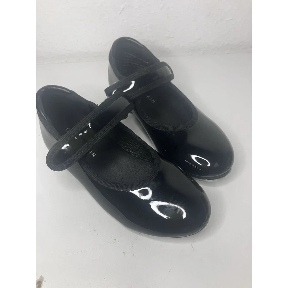 Danskin Tap Shoes Girls Black Patent Mary Jane Dance Shoes Size 9